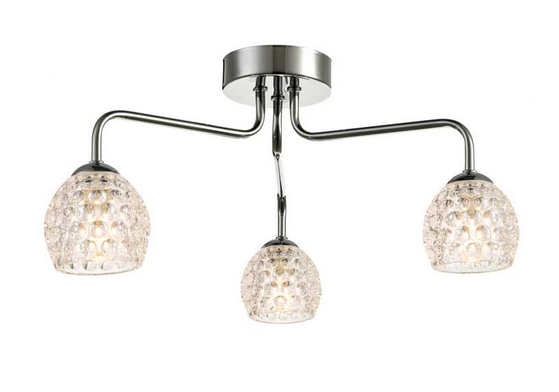 Rubens 3 Light Semi Flush Polished Chrome Dimpled Open Glass RUB3PC/GALG06