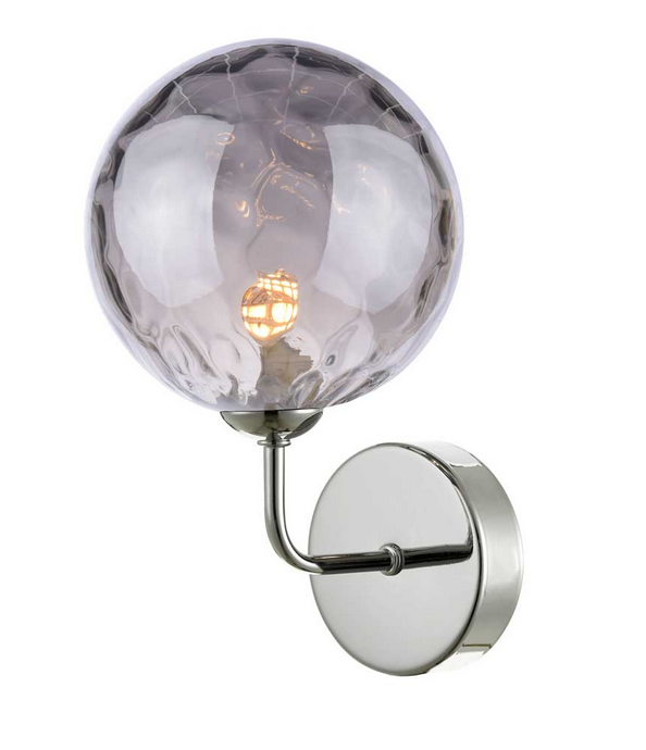 Rubens Wall Light Polished Chrome Smoked Dimple Glass RUBWPC/GALG010