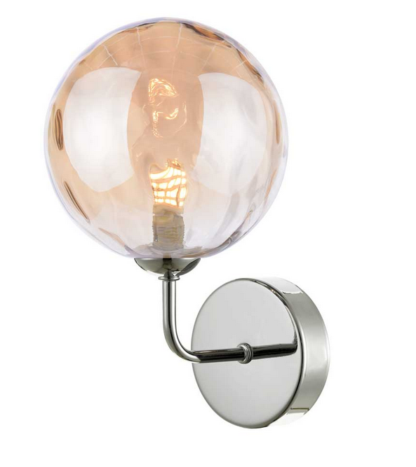 Rubens Wall Light Polished Chrome Champagne Dimple Glass RUBWPC/GALG011