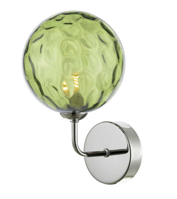 Rubens Wall Light Polished Chrome Green Dimple Glass RUBWPC/GALG014