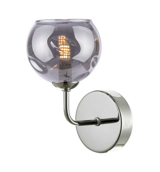 Rubens Wall Light Polished Chrome Smoked Organic Glass RUBWPC/GALG015