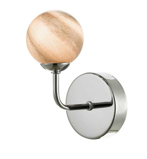 Rubens Wall Light Polished Chrome Small Planet Style Glass RUBWPC/GALG07