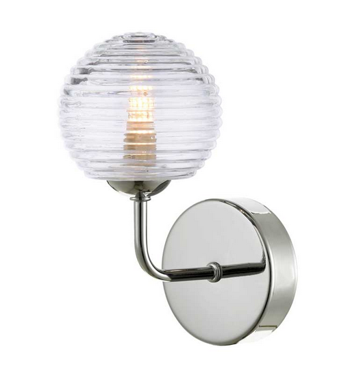 Rubens Wall Light Polished Chrome Ribbed Glass RUBWPC/GALG08
