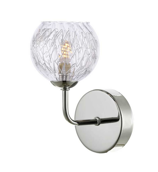Rubens Wall Light Polished Chrome Clear and Inner Wire Glass RUBWPC/GALG09