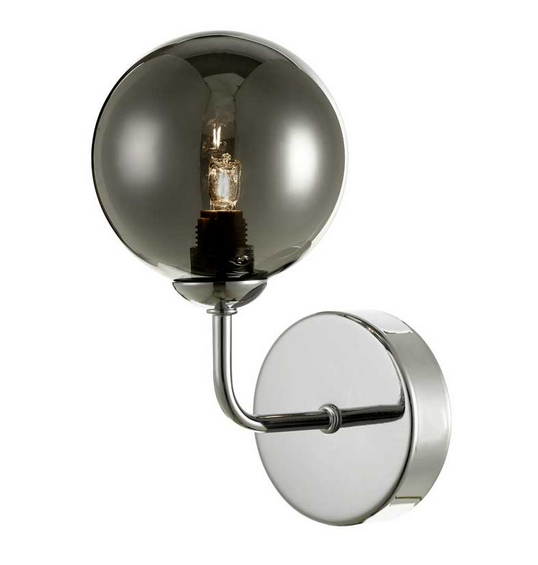 Rubens Wall Light Polished Chrome Smoked Glass RUBWPC/GALG01