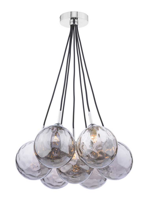 Turner 7 Light Semi Flush Polished Chrome Smoked Dimpled Glass TUR7PC/GALG010