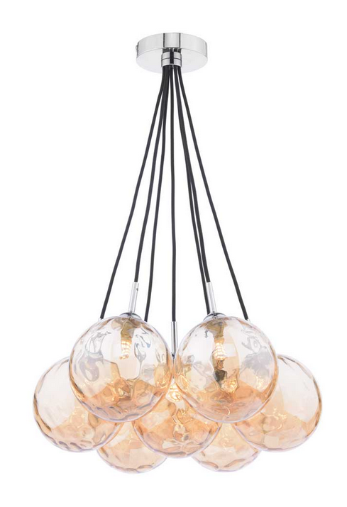 Turner 7 Light Semi Flush Polished Chrome Champagne Dimpled Glass TUR7PC/GALG011