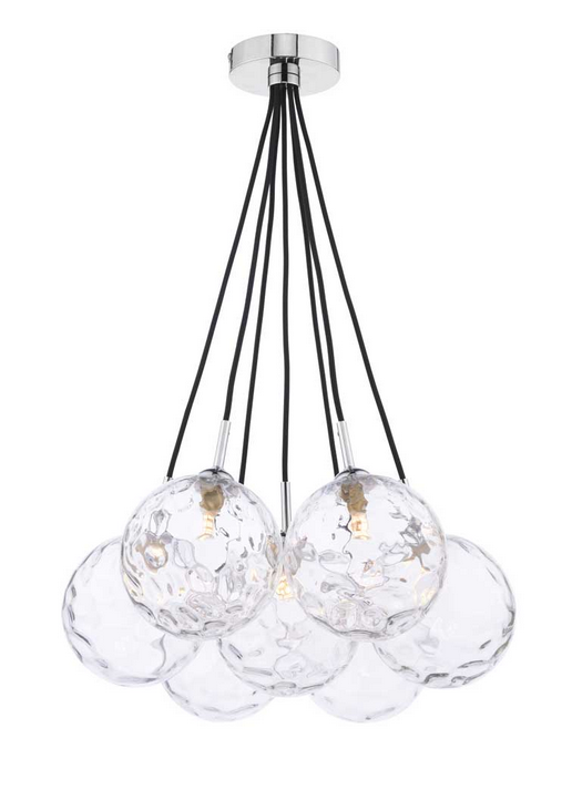 Turner 7 Light Semi Flush Polished Chrome Clear Dimpled Glass TUR7PC/GALG012