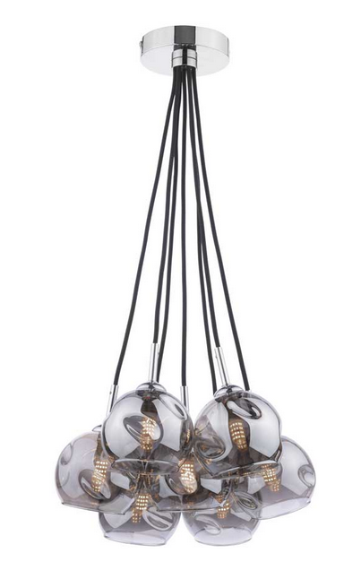 Turner 7 Light Semi Flush Polished Chrome Smoked Organic Glass TUR7PC/GALG015