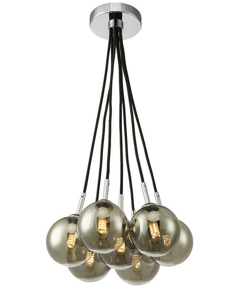 Turner 7 Light Semi Flush Polished Chrome Smoked Glass TUR7PC/GALG01