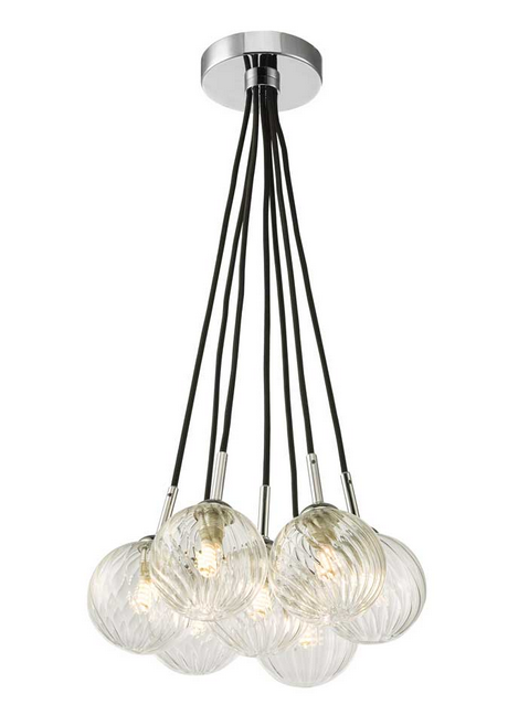 Turner 7 Light Semi Flush Polished Chrome Twisted Glass TUR7PC/GALG03