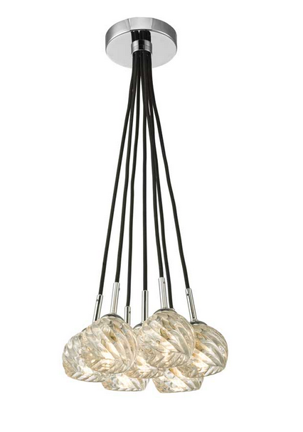 Turner 7 Light Semi Flush Polished Chrome Twisted Open Glass TUR7PC/GALG05