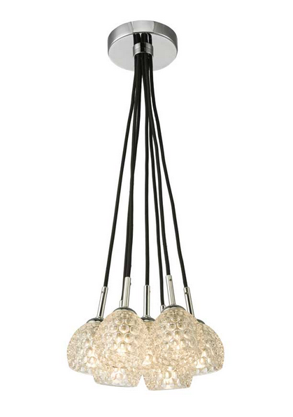 Turner 7 Light Semi Flush Polished Chrome Dimpled Open Glass TUR7PC/GALG06