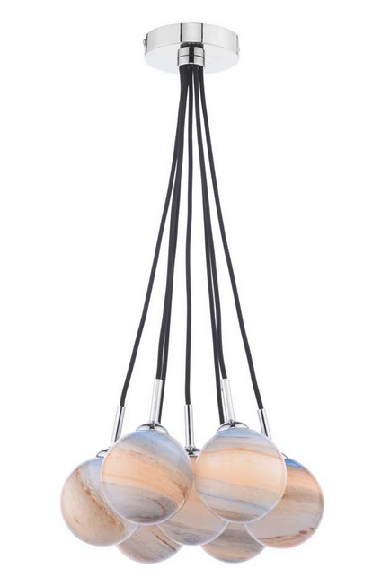 Turner 7 Light Semi Flush Polished Chrome Large Planet Style Glass TUR7PC/GALG07L