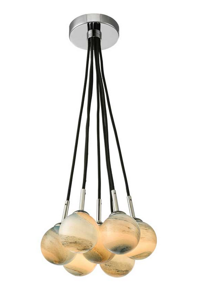 Turner 7 Light Semi Flush Polished Chrome Small Planet Style Glass TUR7PC/GALG07