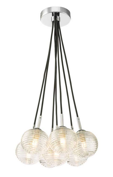 Turner 7 Light Semi Flush Polished Chrome Ribbed Glass TUR7PC/GALG08