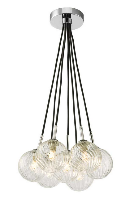 Turner 7 Light Semi Flush Polished Chrome Clear Glass with Inner Wire TUR7PC/GALG09