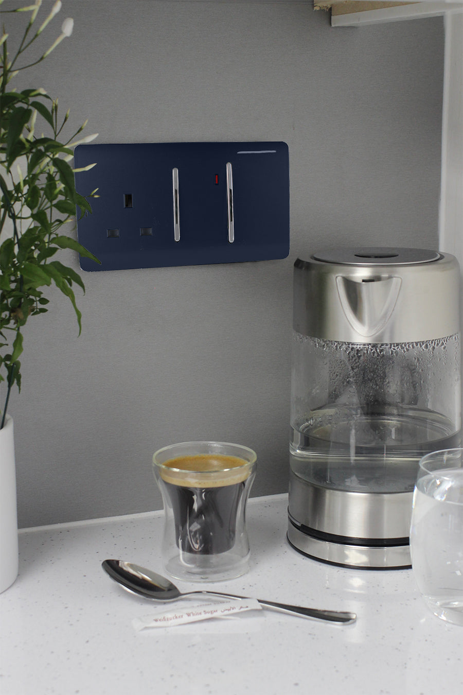 Trendiswitch Artistic Modern 45 Amp Cooker Switch and 13 Amp Plug Socket with Neon