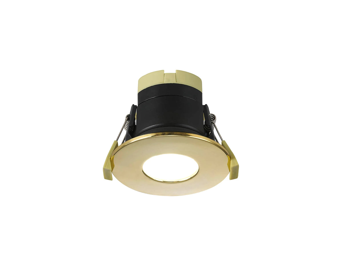 Caron EMRB/9378-HSA Dimmable CCT LED Fire Rated Downlight, Brass Fascia