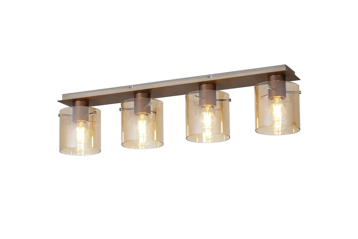 Valentino 4 Light Linear Flush Ceiling Light, EM6089-HSA