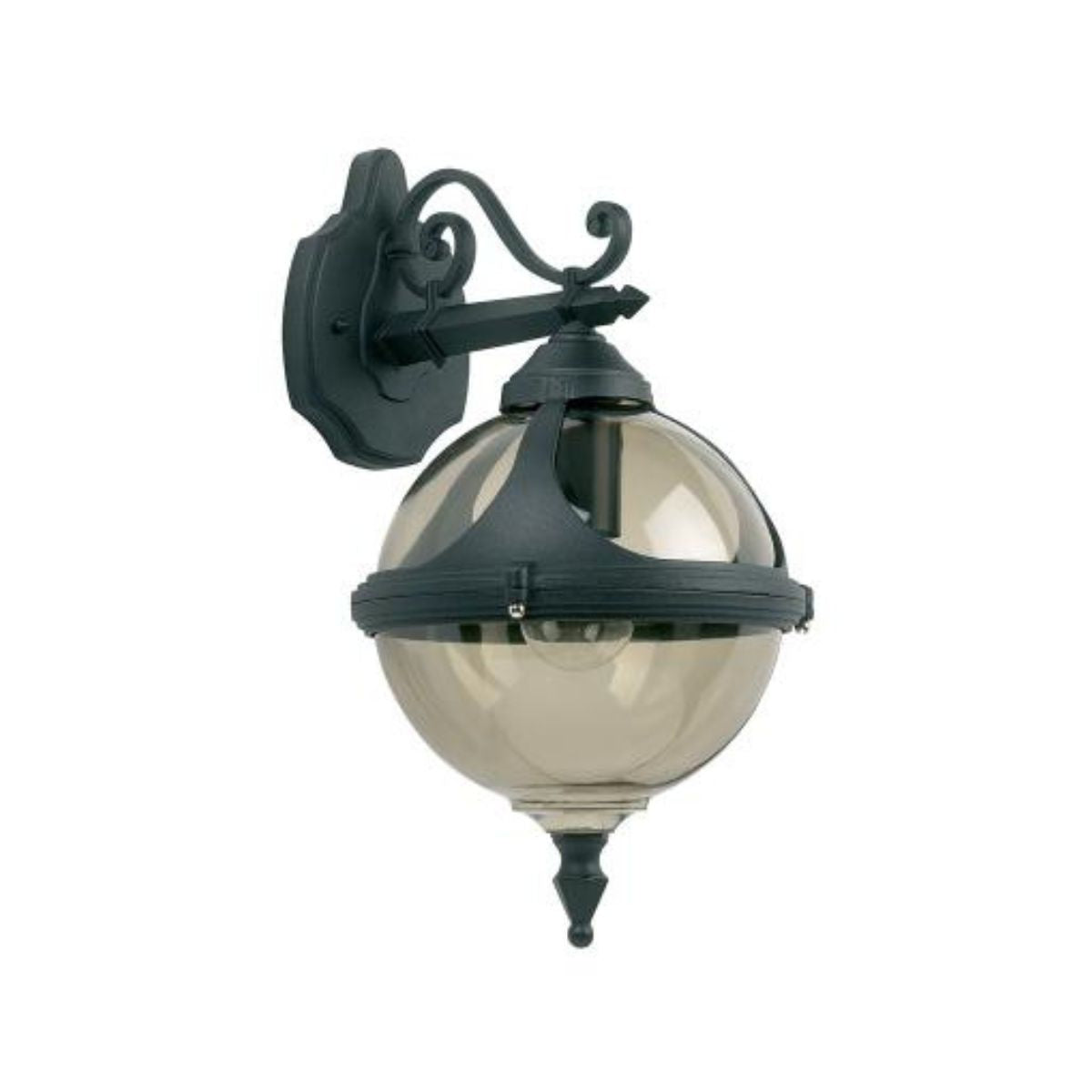 Endon YG-8001 Aluminium &amp; Smoked Glass Black Globe Outdoor Wall Lantern