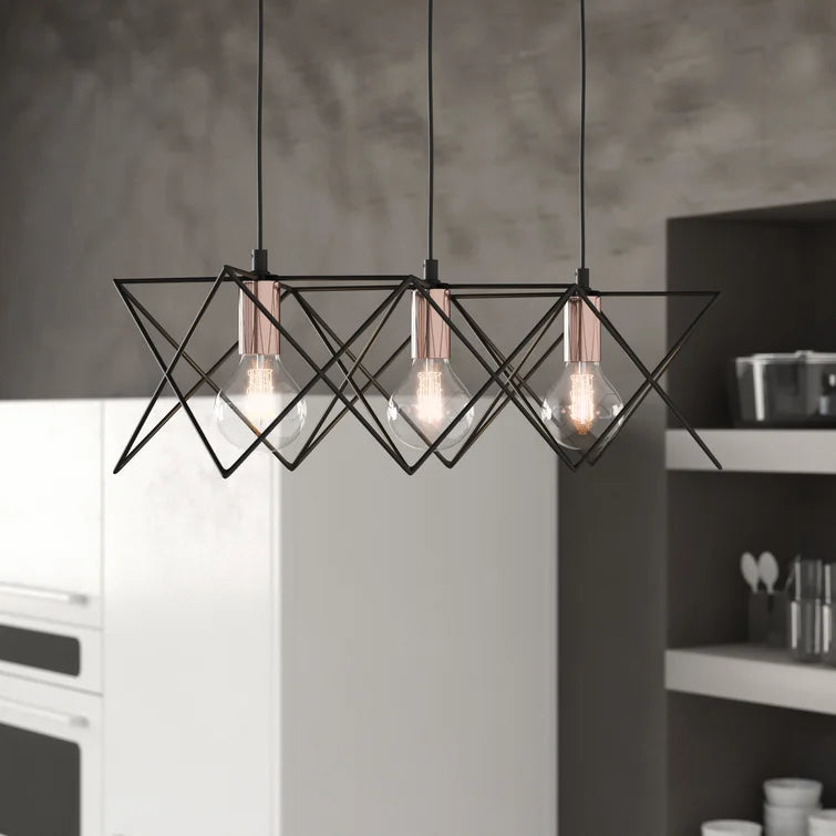 Dar MID0322 Midi 3 Light Bar Pendant Copper