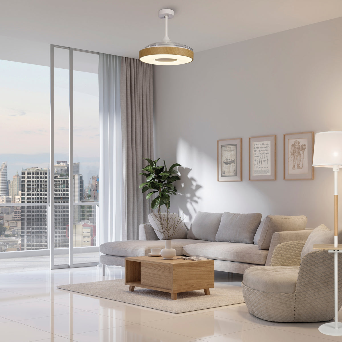 Coin Mini M8220 Ceiling Fan White/Wood