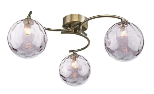 Matisse 3 Light Semi Flush Antique Brass Smoked Dimple Glass MAT3AB/GALG010