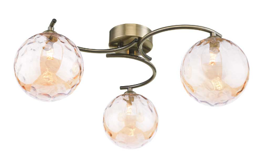 Matisse 3 Light Semi Flush Antique Brass Champagne Dimple Glass MAT3AB/GALG011