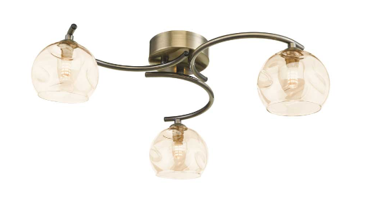 Matisse 3 Light Semi Flush Antique Brass Champagne Organic Glass MAT3AB/GALG016