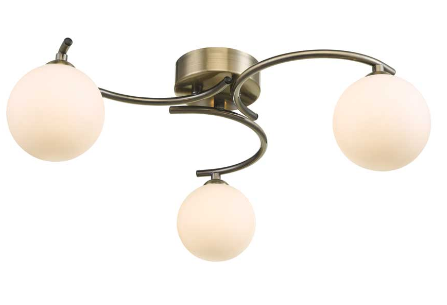 Matisse 3 Light Semi Flush Antique Brass Opal Glass MAT3AB/GALG02