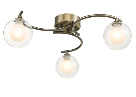 Matisse 3 Light Semi Flush Antique Brass Clear and Opal Glass MAT3AB/GALG04