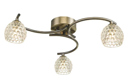 Matisse 3 Light Semi Flush Antique Brass Dimpled Open Glass MAT3AB/GALG06