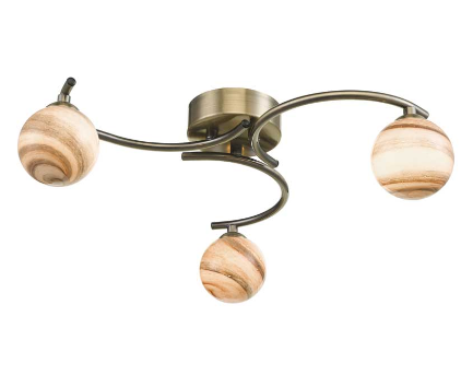 Matisse 3 Light Semi Flush Antique Brass Small Marble Glass MAT3AB/GALG07