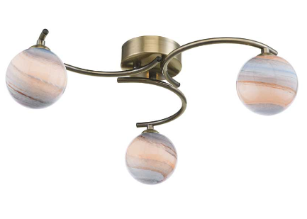 Matisse 3 Light Semi Flush Antique Brass Large Marble Glass MAT3AB/GALG07L