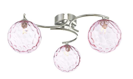 Matisse 3 Light Semi Flush Polished Chrome Pink Dimple Glass MAT3PC/GALG013