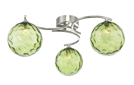 Matisse 3 Light Semi Flush Polished Chrome Green Dimple Glass MAT3PC/GALG014