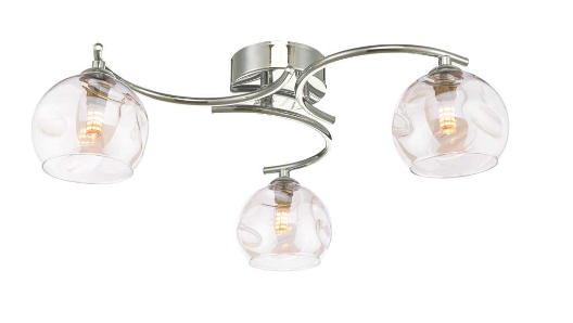 Matisse 3 Light Semi Flush Polished Chrome Champagne Organic Glass MAT3PC/GALG016