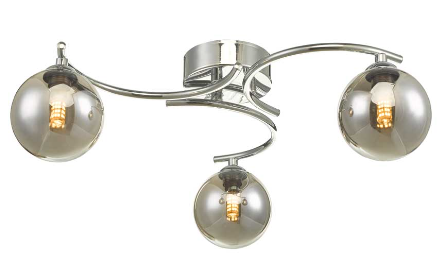 Matisse 3 Light Semi Flush Polished Chrome Smoked Glass MAT3PC/GALG01
