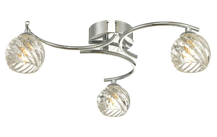 Matisse 3 Light Semi Flush Polished Chrome Twisted Open Glass MAT3PC/GALG05