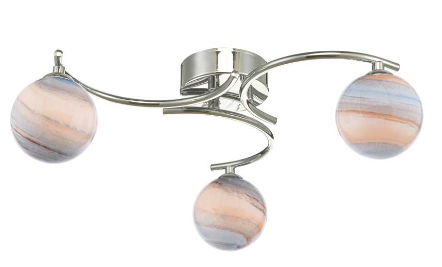 Matisse 3 Light Semi Flush Polished Chrome Large Marble Glass MAT3PC/GALG07L