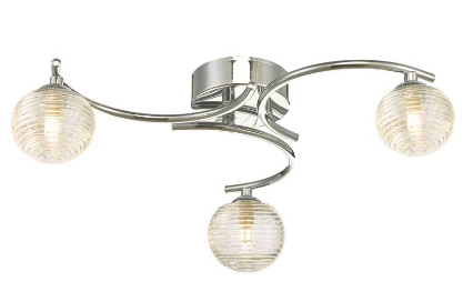 Matisse 3 Light Semi Flush Polished Chrome Ribbed Glass MAT3PC/GALG08