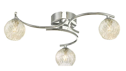 Matisse 3 Light Semi Flush Polished Chrome Clear Wire Glass MAT3PC/GALG09