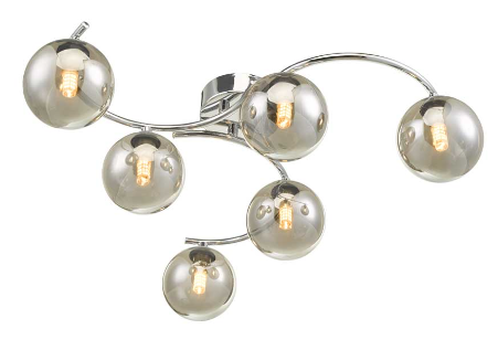 Matisse 6 Light Semi Flush Polished Chrome Smoked Glass MAT6PC/GALG01