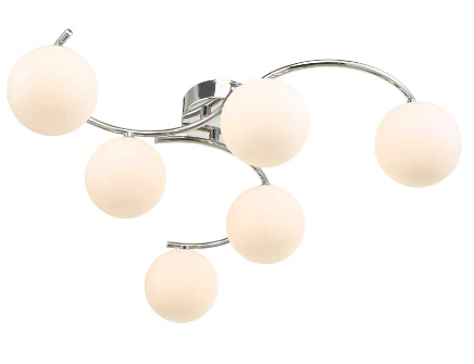 Matisse 6 Light Semi Flush Polished Chrome Opal Glass MAT6PC/GALG02