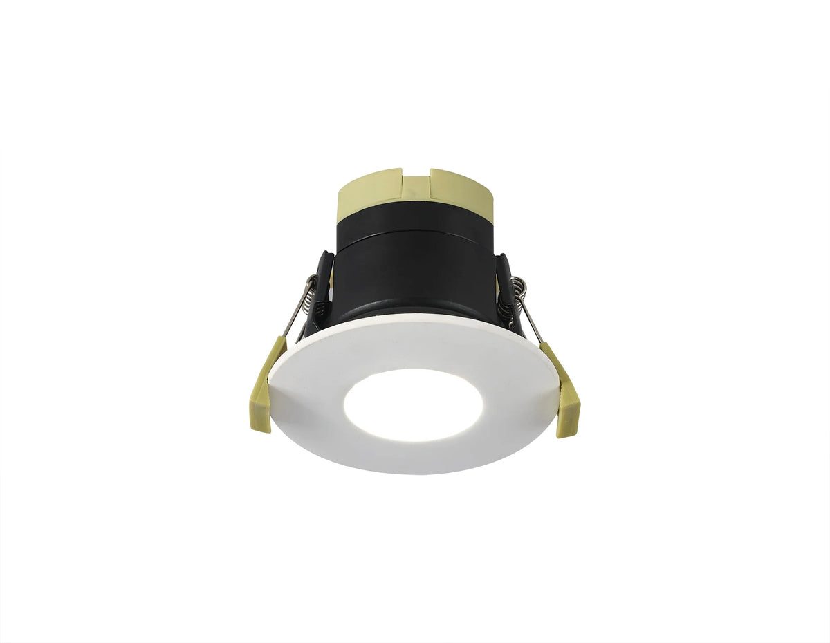 Caron EMHW/9378-HSA Dimmable CCT LED Fire Rated Downlight, Matt White Fascia