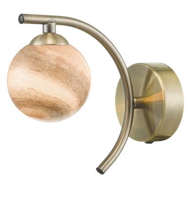 Matisse Wall Light Antique Brass Small Planet Style Glass MATWAB/GALG07