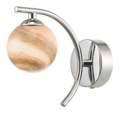 Matisse Wall Light Polished Chrome Small Planet Style Glass MATWPC/GALG07