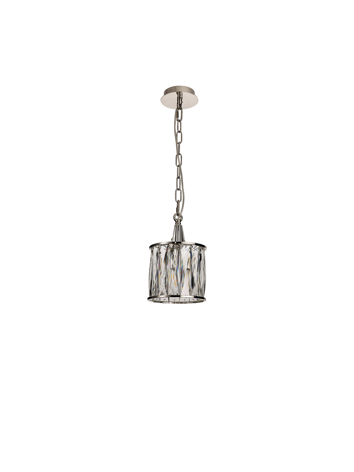 Diyas IL31817 Vivienne Crystal Single Pendant Light Polished Nickel