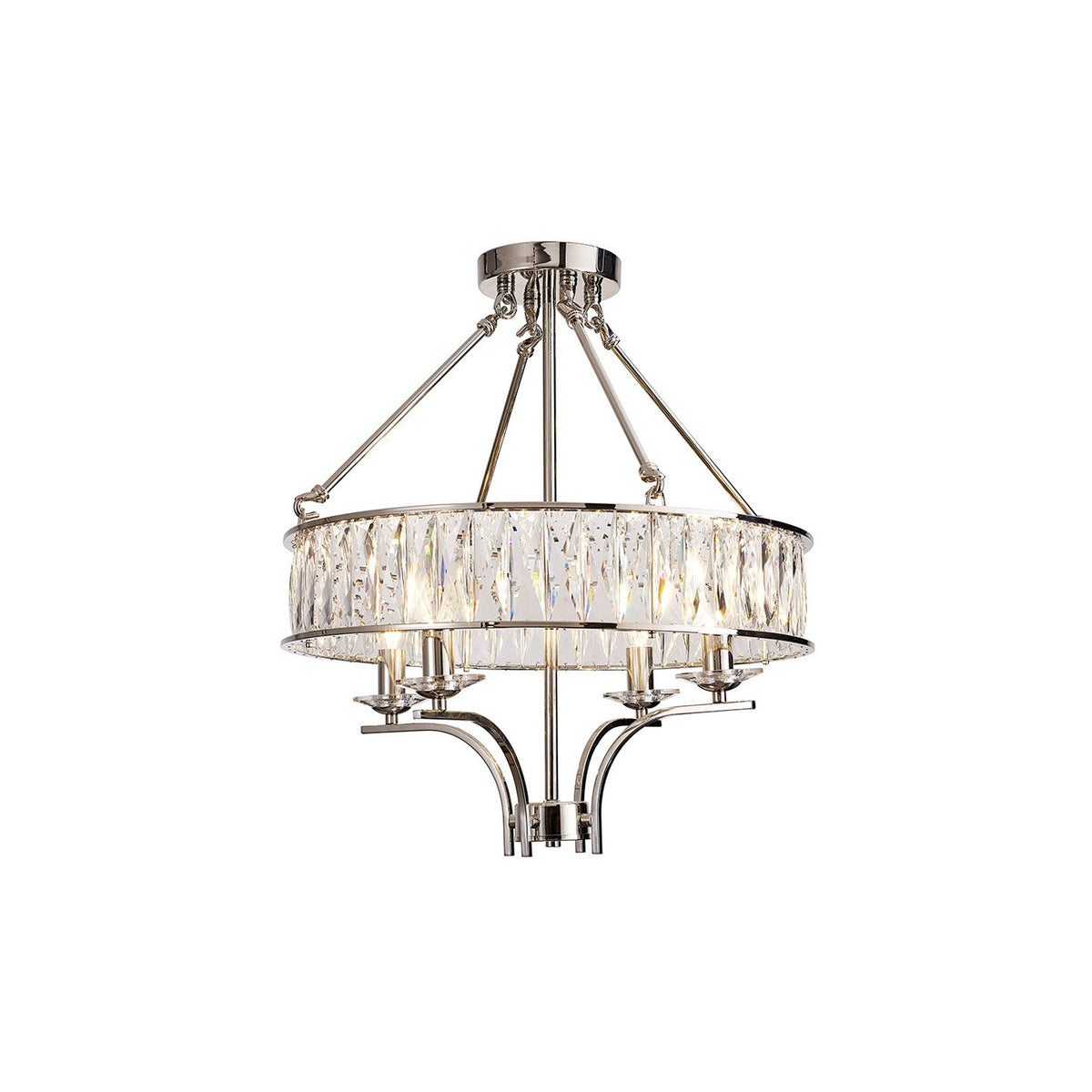 Diyas IL31818 Vivienne Crystal  4 Light Pendant Polished Nickel